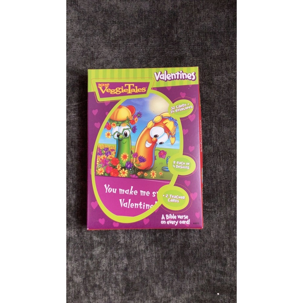 NOS y2K vintage VeggieTales valentine cards plus envelopes Bible verse Christian